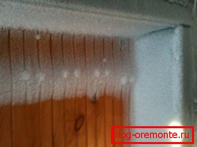 Frost on the inside of the door condensate on the front door