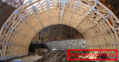 Wooden frame arched roof