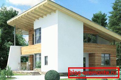 Residential house with a shed roof