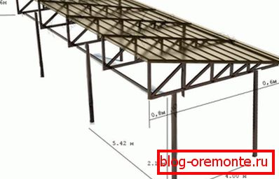 Project of a lean-to canopy from polycarbonate for giving