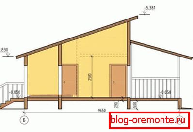 Draft frame single-storey house with dimensions