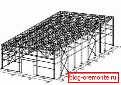 The skeleton of a single-story house with a shed roof