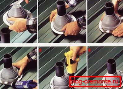 Installation of silicone sealer for waterproofing the connection between corrugated sheet and pipe