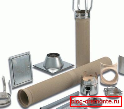 The range of elements for the assembly of a ceramic chimney