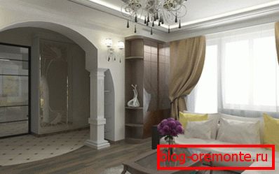 Living room design with arch