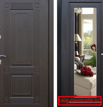 Front door with mirror