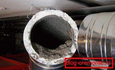 Metal chimney before cleaning