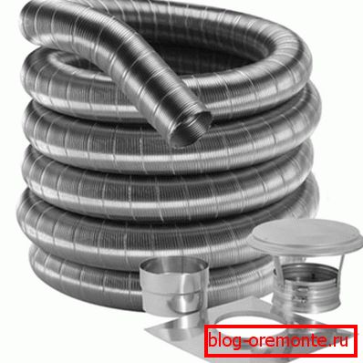 Components for assembling a flexible chimney of corrugated steel pipes