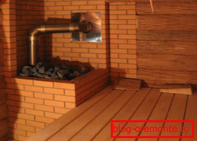 Connection of the sauna stove to the external chimney