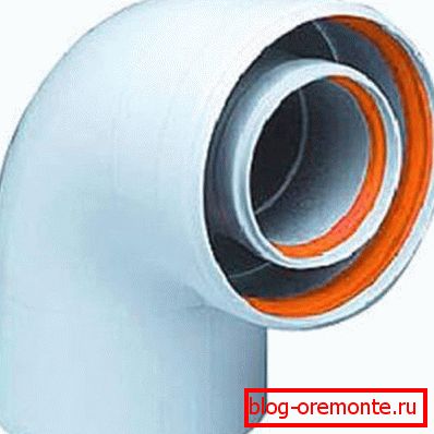 Coaxial chimney exhaust bend in section