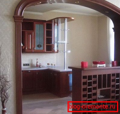 When connecting the kitchen and room, you can use the arch with a built-in bar. drywall arches in the interior
