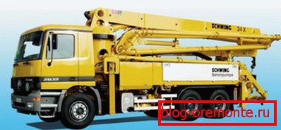 Concrete pump with folded boom Concrete pump with folded boom