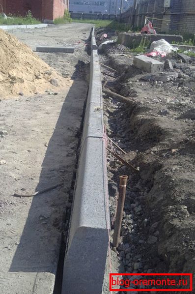 Concrete curb. Concrete curb.