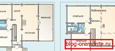 Part of the project showing the placement of rooms on two floors Part of the project showing the placement of rooms on two floors