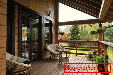 Wooden floor on the veranda