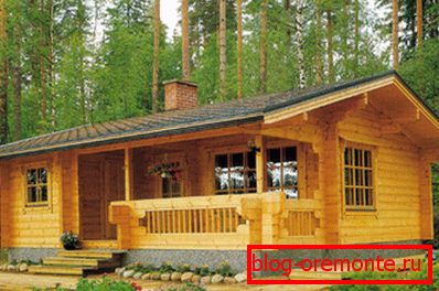 Wooden house from glued timber