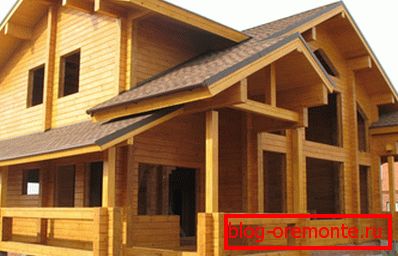 Wooden house with window and door openings