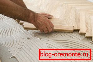 The boards are pressed into the layer of glue. The boards are pressed into the layer of glue.