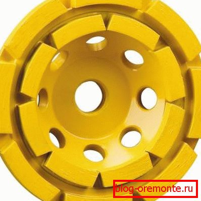 Double-row cup for grinding concrete Double-row cup for grinding concrete