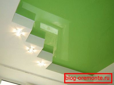 Two-level, combined with a stretch ceiling Two-level, combined with a stretch ceiling