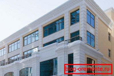 Facade elements of glass fiber on the building Facade elements of glass fiber on the building