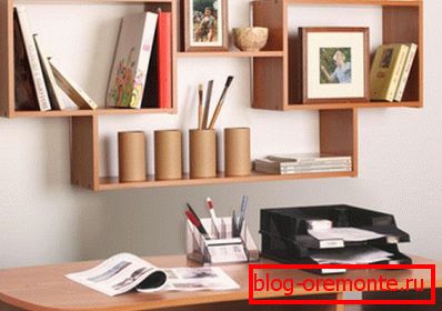 Photos of shelves screwed to the wall