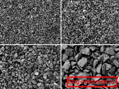 Photos of different gravel fractions Photos of different gravel fractions