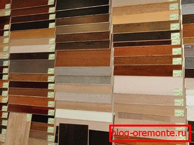Photo showcase with samples of laminate in a specialty store Photo showcase with samples of laminate in a specialty store