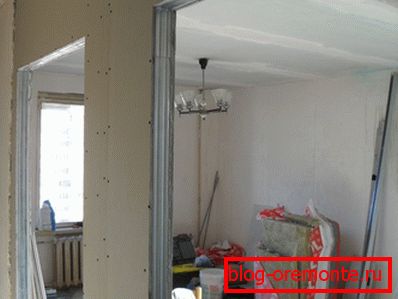 Plasterboard partition ready for finishing Plasterboard partition ready for finishing