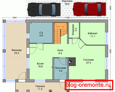 Graphic part of the project showing the location of rooms in the building with their dimensions Graphic part of the project showing the location of rooms in the building with their dimensions