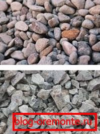 Gravel and crushed stone are large aggregates in concrete. Gravel and crushed stone are large aggregates in concrete.