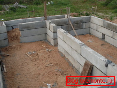 The use of blocks for the manufacture of building bases significantly speeds up the installation time