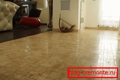 From travertine