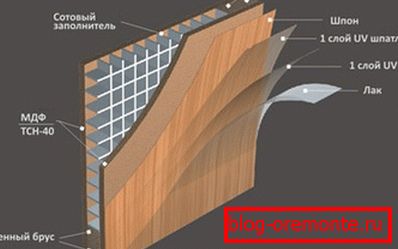 Veneered door structure Veneered door structure
