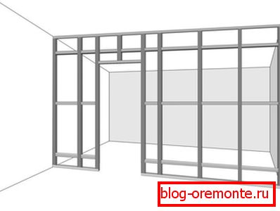 Partition frame with a door opening Partition frame with a door opening