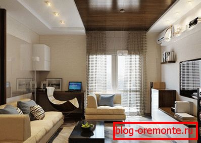 The combination of laminate and plasterboard ceiling The combination of laminate and plasterboard ceiling