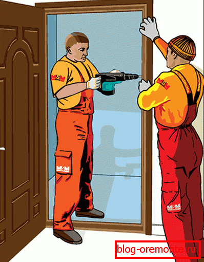 Fastening the door. Fastening the door.