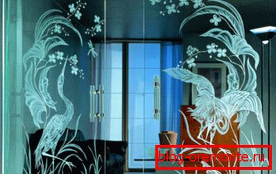Frosted image on transparent doors Frosted image on transparent doors