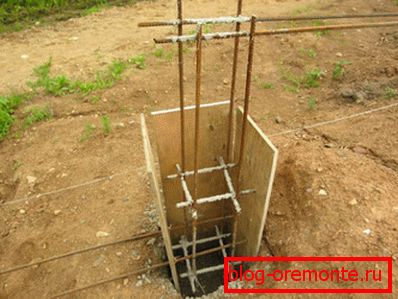 Installation of square construction in the ground. Installation of square construction in the ground.