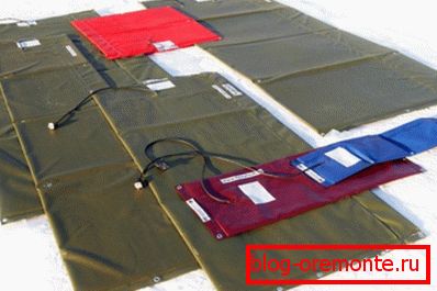 The photo shows a range of thermomats for working with concrete surfaces. The photo shows a range of thermomats for working with concrete surfaces.