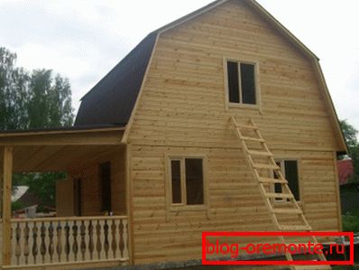 In the photo - the house of the bar with a mansard 6 * 8 In the photo - the house of the bar with a mansard 6 * 8
