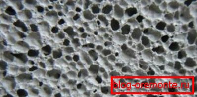 In the photo - the porous structure of concrete In the photo - the porous structure of concrete