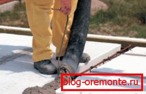 In the photo - the process of concreting seams In the photo - the process of concreting seams