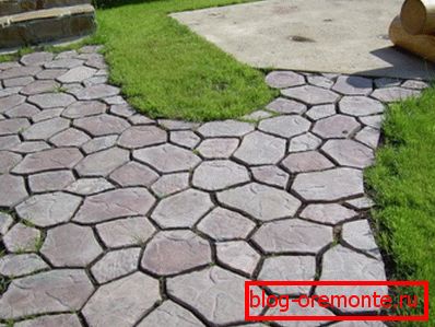 On the photo - pavement tiles of complex shape On the photo - pavement tiles of complex shape