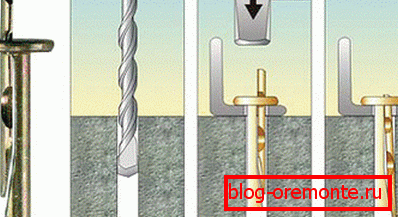 On a photo - installation of an anchor in concrete of maple type On a photo - installation of an anchor in concrete of maple type