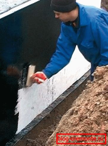 In the photo - protection of the concrete foundation from moisture In the photo - protection of the concrete foundation from moisture