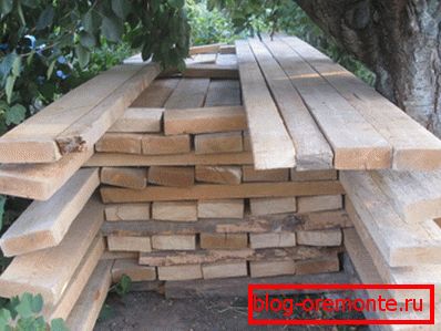 In the photo - boards for rafters