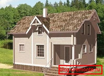 On the photo is a block house, 6 × 8 in size, having an attic. On the photo is a block house, 6 × 8 in size, having an attic.