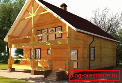 The photo is a simple log house, which at the same time looks quite solid. The photo is a simple log house, which at the same time looks quite solid.