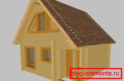 In the photo is a visualization of a small block house.